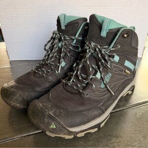 Keen Saltzman Waterproof Hiking Boots Women Size 10 M Raven/Lagoon GUC